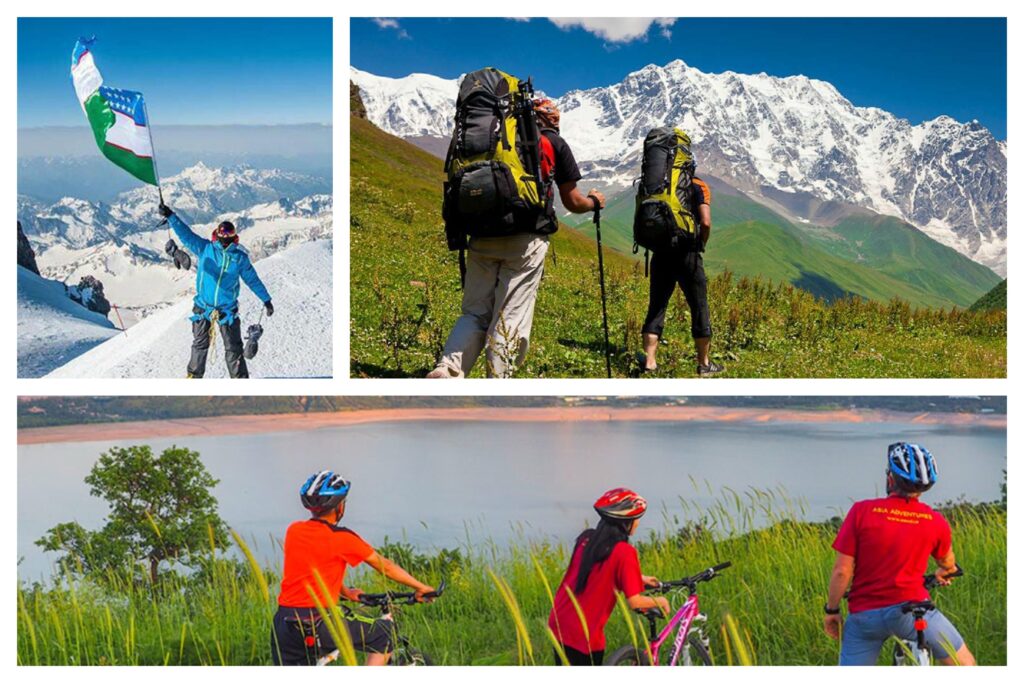 Senderismo y acampada juvenil en naturaleza de Uzbekistán